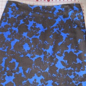 NWT $119 Talbots Sz 16 88% Wool Fleece Blue Brown Floral straight  pencil skirt